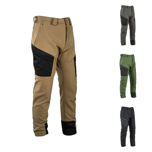FRSASU Men's Relaxed Fit Cargo Pants multi pocket straight tube Elastic Waist Work Casual Pants with Zipper Pockets Khaki