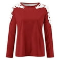 thumbnail image 4 of LYXSSBYX Long Sleeve Shirts for Women Women's Summer Casual Long Sleeve Blouse Round Neck Lace Tops T-Shirt, 4 of 5