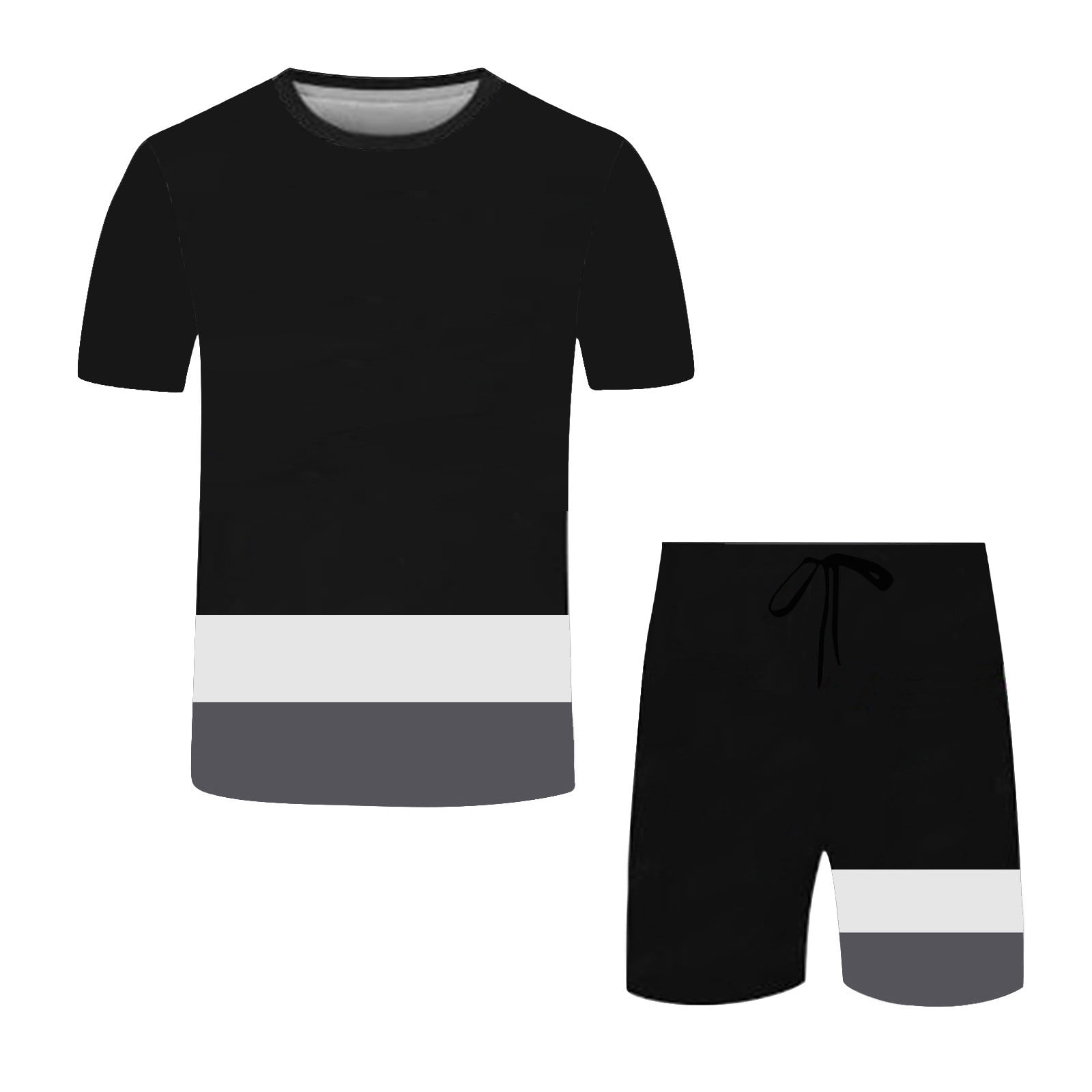 Cathalem T Shirt and Shorts Set Men Mens Shirts and Shorts Set Shirts for Men Beach Outfits Sets(Black,XXL)