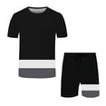 thumbnail image 4 of MNCEKFOD Mens Short Sets 2 Piece Outfits Summer Color Block Round Neck Short Sleeve Tshirts with Elastic Waist Shorts Casual Tracksuit Set Black XXXL, 4 of 4