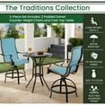 thumbnail image 3 of Hanover Traditions 3-Piece Outdoor High Dining Patio Set, 2 Counter-Height Padded Sling Swivel Chairs and 30" Round Cast Aluminum Table, Brushed Bronze Finish, Rust-Resistant, All-Weather, 3 of 10