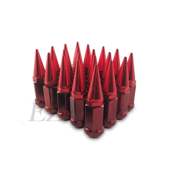 20 Pc Short Spike Lug Nuts 1/2" Red