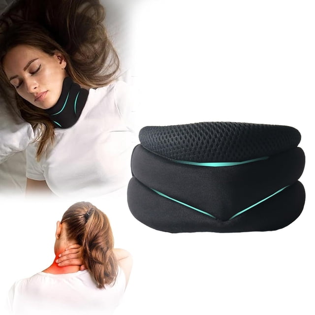 Black Three Layers Three Layer Support Cervical Support Device Retractor Breathable Padded Collars Neck Brace Protector