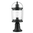 thumbnail image 4 of Globe Electric Zeke 1-Light Matte Black Outdoor Lamp Post Light Fixture with Seeded Glass Shade, 44717, 4 of 8