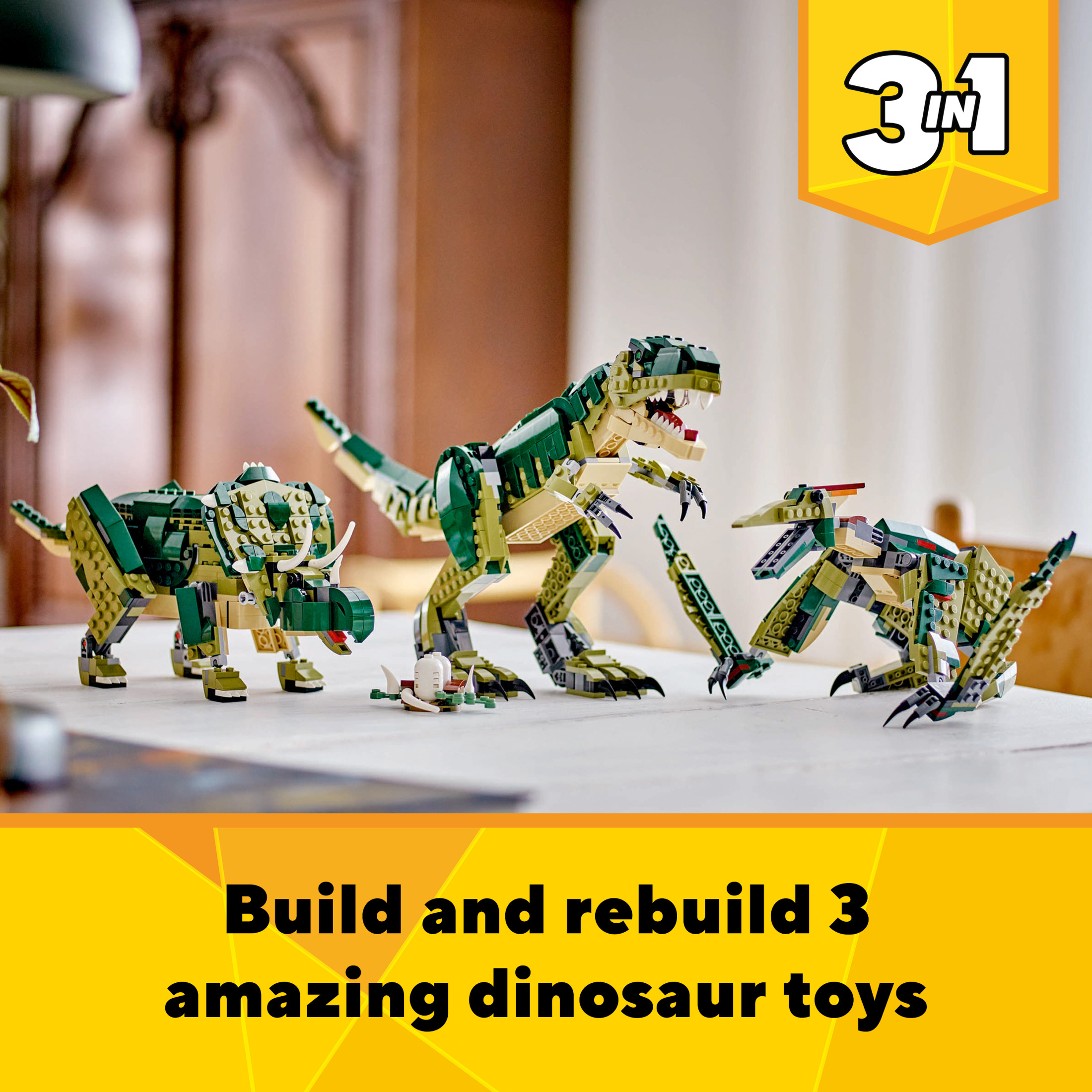 LEGO Creator 3 en 1 Juguete de Dinosaurio T-Rex - Idea de Regalo de Cumpleaños para Niños y Niñas - Opción de Construir T-Rex, Triceratops y Pterodáctilo - 31151 3