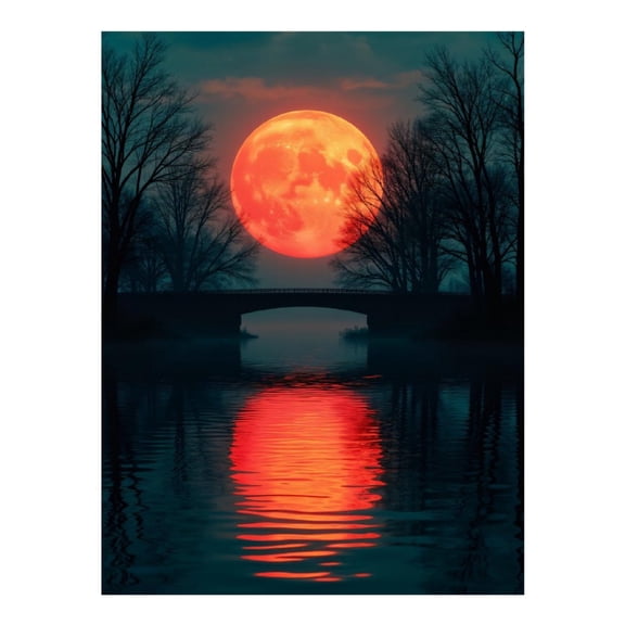 Diamond Art Kit for Adults, Moonlit Bridge Reflected Waters Diamond Painting for Adults Beginners, DIY Diamond Art Painting Kits, 5D Diamond Painting Crafts for Home Decor 12x16 Frameless