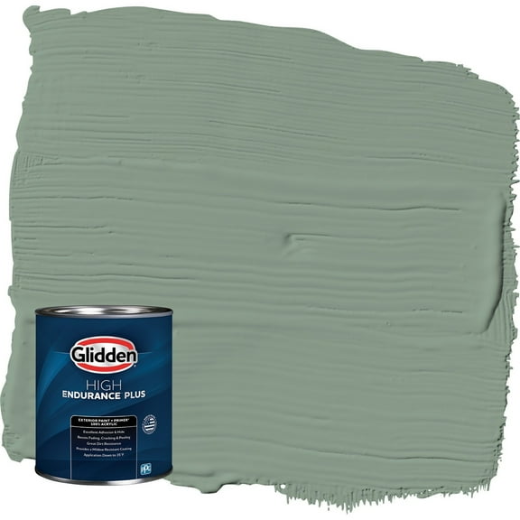 Glidden HEP Birch Forest / Green Satin Exterior Paint with Primer, 1 Quart