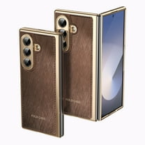 Allytechgroup Case for Samsung Galaxy Z Fold 7 with Screen Protector, Support Wireless Charging Rugged Flip Cover Lightweight Non-Slip Rigid Plastic Anti-Scratch Shockproof Back Shell, Brown