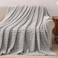 thumbnail image 5 of Dalang Fleece Blanket for Couch Sofa Bed,Super Soft Cozy Plush Microfiber Flannel Blanket with Stripes Design Lightweight for Adults,Woman,Girls,70*100CM(Grey), 5 of 9