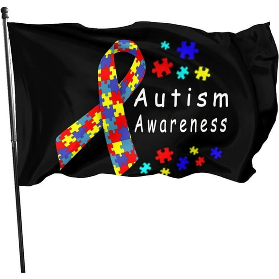 Autism Awareness Flag 3x5 Ft With Two Brass Grommets, Double Stitched Vivid Color Anti Fading