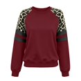 thumbnail image 4 of JIAYUE Women's Sweatshirt Crew Neck Long Sleeves Leopard Color Block Sleeve Stripe Detail Pullover Top for Fall Workout Wear, 4 of 4