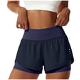 thumbnail image 6 of COMVALUE Women's Running Shorts with Zipper Pocket 2 in 1 High Wasited Workout Athletic Gym Yoga Spandex Shorts for Women Navy S, 6 of 7