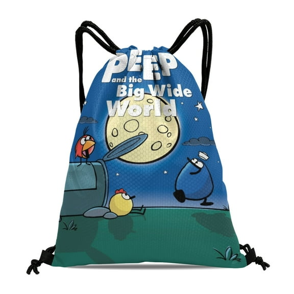 peep and the big wide world Drawstring Backpack Bag Party Favors Goodies Merch Gym Waterproof Swimming Beach Fans