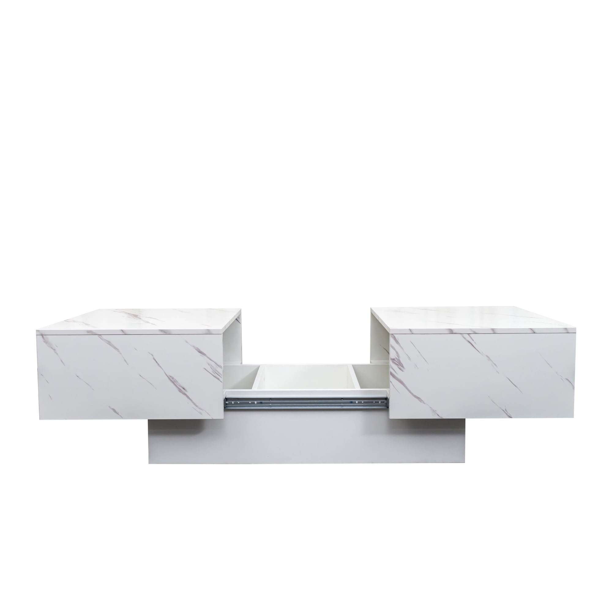 Coffee Table with Sliding Tabletop Hidden Storage Compartment Extendable, White
