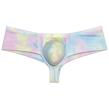 Botmois Men s Mini Boxer Briefs Soft Stretchy Thongs Comfortable Bikini Underwear Low Rise High-cut Hipster Panties Dream Color X