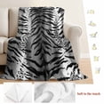 thumbnail image 5 of Leopard Stripes Blanket Soft Cozy Warm Throw Blanket for Couch, Plush Fuzzy Flannel Fleece Blankets for Sofa, Vintage Black White Animals Texture Bed Blankets Lightweight Gifts for Women, 32"x48", 5 of 9