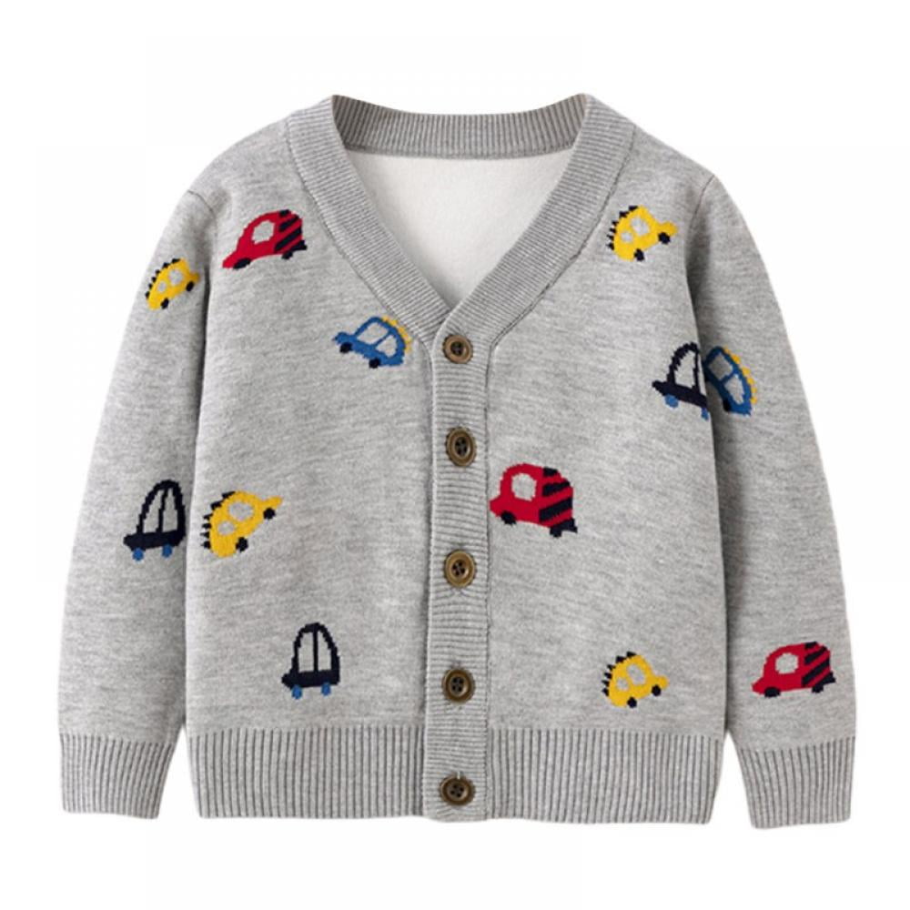 Forartt Infant Toddler Baby Boys Girls Cartoon Car Soft Sweater Cardigan Outerwear