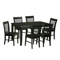 FurniFact Solid Wood Black Kitchen Table and Chairs, 7 Piece Dining Set for 6