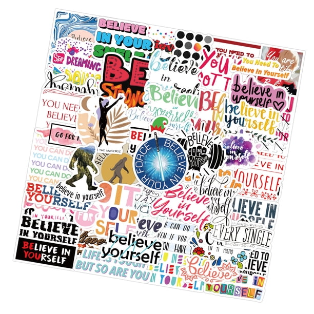 Yuarrent 50 Uds. Pegatinas de grafiti con frases inspiradoras en inglés, impermeables, para maleta, portátil, Scooter, refrigerador, pegatinas para Decoración del hogar Creer en ti mismo Yuarrent HA003803-10