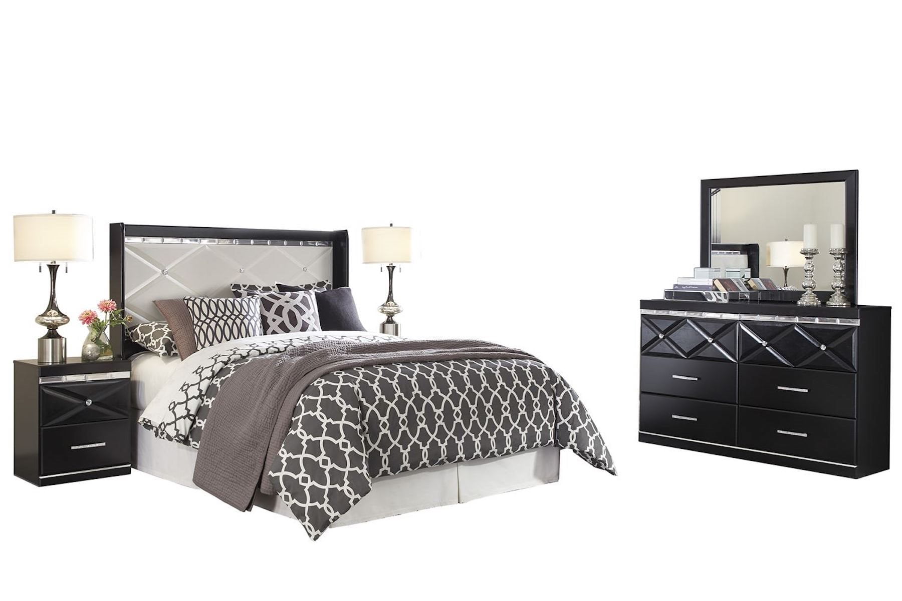 Ashley Furniture Fancee 5 Pc Bedroom Set Queen Panel Headboard Ashley Furniture Fancee 5 Pc Bedroom Set Queen Panel Headboard Dresser Mirror 2 Nightstands Black