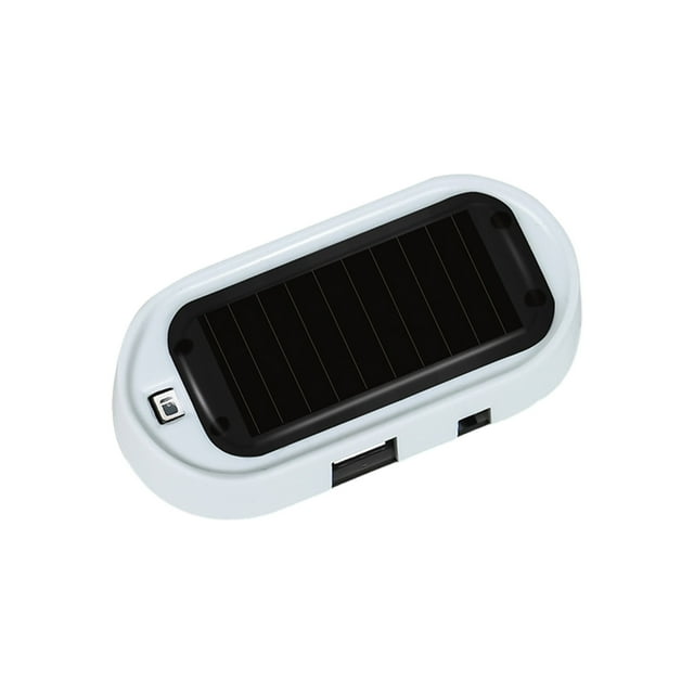Car Solar Light, Solar Powered Dummy Alarm Light, USB Charging Anti-Theft Blinking LED Car Security Device with Strong Adhesive