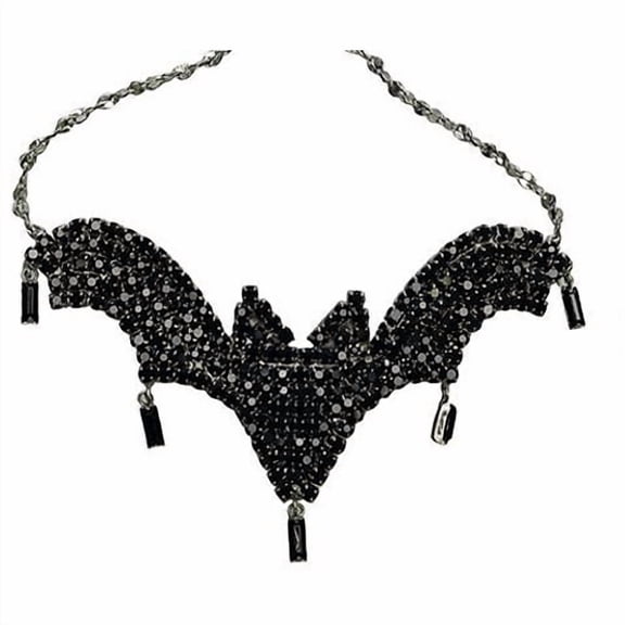 Sunnywood Black Rhinestone Bat Necklace Adult Costume Accessory