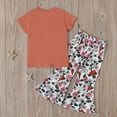 thumbnail image 4 of ATOGUTA Girls 2 Piece Outfits Print T Shirt Floral Flare Pants Outfit Set Orange, Size 2T-7, 4 of 5