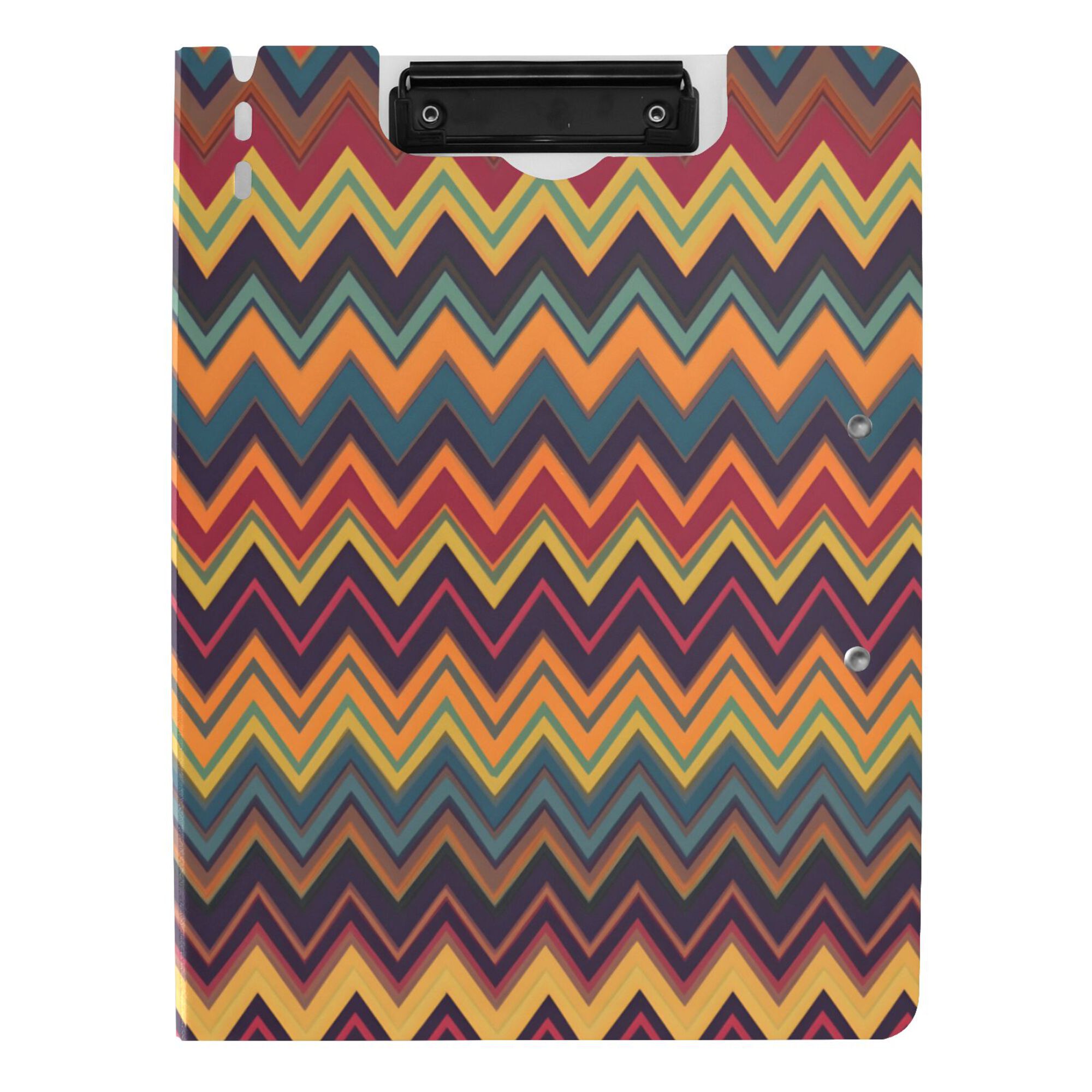 FORMRS A4 Clipboard Folder with Pen Holder Horizontal Foldable School Office Binder, Brown Geometric