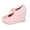 Pink, variant on Women's Platform Wedge Shoes Elastic Strap Closed Toe Waterproof Shoes Suede Cutout Solid Color Dressy Shoes Gifts for Women