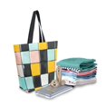 thumbnail image 2 of FORMRS Womens Canvas Tote Bag with Zipper Inner Pocket Shoulder Handbag, Yellow Checkered Pattern, 2 of 7