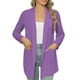 thumbnail image 6 of Sevevn Cardigan Sweaters for Women Women's Solid Color Long Sleeve Casual Tops Blouse With Pocket Cardigan Coat Spring Tops for Women Purple XXL, 6 of 7