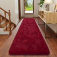 thumbnail image 3 of Alfombra DETUM rojo vino de 61 x 305 cm, suave y esponjosa, lavable, 3 of 6