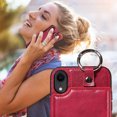 thumbnail image 3 of Nalacover for iPhone XR Wallet Case with Card Slots & Metal Finger Ring, Durable PU Leather Back Double Magnetic Botton Flip Kickstand Purse Shockproof Phone Case,Red, 3 of 10