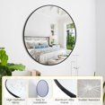 thumbnail image 2 of 18-pulgada round wall mirror con negra metal frame, ideal para para bathroom, entrada, vanity, y dormitorio decor, easy to install, 2 of 9
