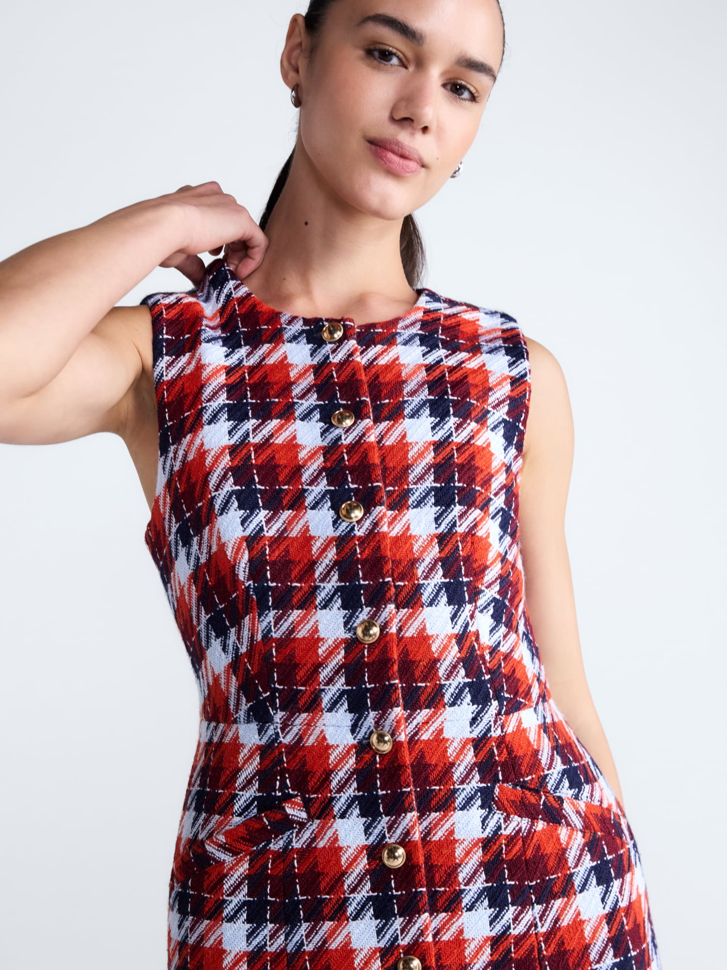 Free Assembly Women's and Women's Plus Sleeveless Tweed Mini Dress, Sizes 0-28