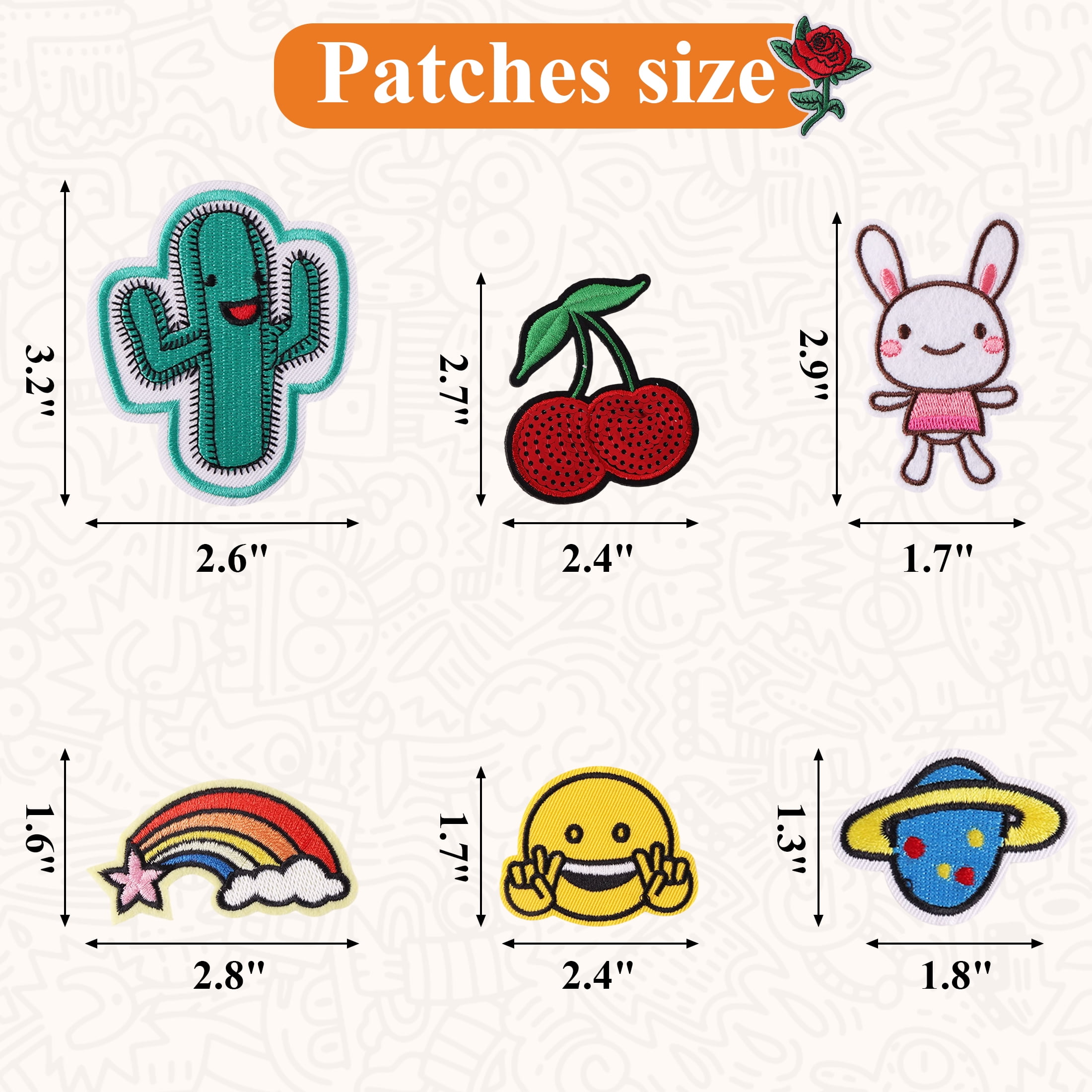 Yalumo 75Pcs Iron on Patches For Clothes, Random Assorted Styles Embroidered Patches Funny Iron on Patches Sew on/Iron on Patch Applique for Clothes, Dress, Hat, Jeans, DIY Accessories