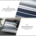 thumbnail image 4 of Davulos 7 Piece Bed in a Bag Stripe Comforter Set Queen Size White Grey Navy Patchwork Striped Comforter and Sheet Set, All Season Soft Microfiber Complete Bedding Sets, 4 of 7
