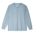 thumbnail image 4 of jtjvou Full Zip Up Sweatshirt Women No Hood Fall Winter Trendy Casual Loose Long Sleeve Workout Collared Jacket with PocketsBlue XXL, 4 of 6