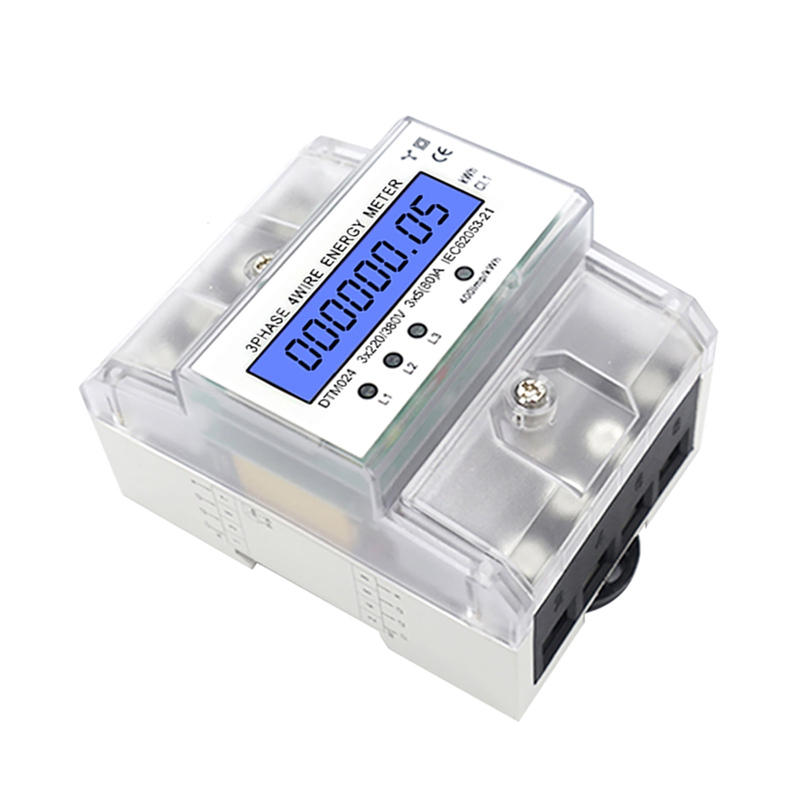 Meters 3 Phase 4 Wire Energy Meter 220/380V 5-80A Energy Consumption KWh Meter DIN Rail Installation Digital Electric Power Meter With LCD Backlight Display