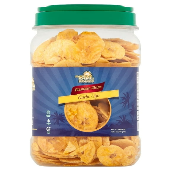El Sol Brands Plantain Chips Lightly Garlic / Ajo,  Kosher Gluten Free
