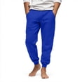 thumbnail image 4 of Resicozy Casual Joggers for Men Cotton Drawstring Elastic Waist Cargo Pants Lightweight Sweatpants with Pockets Blue L, 4 of 7