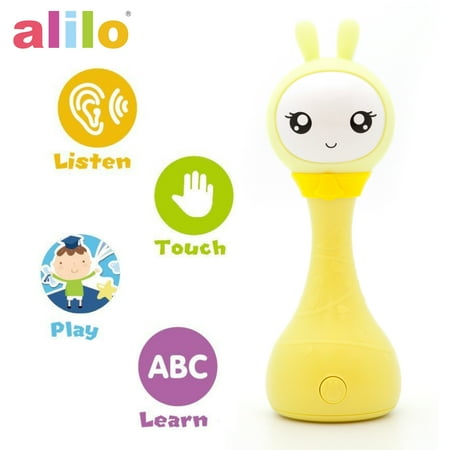 Learning Music Notes Alilo R1+ Shake and Tell Advanced Educational Baby Rattle Smart Bunny w/ 7 Features Learning Number, Alphabet, Music Note, Sleeping Nursery Rhyme, Repeat, Interactive Game & Illuminating Ears - Yellow ()