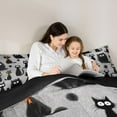 thumbnail image 5 of jejeloiu Cartoon Cute Kitten Full Size Comforter Sets,Kawaii Pet Cat Bedding Comforter Set,Gray Black Bedding Sets For Girls Kids,Super Cozy Room Decor Reversible,3pcs, 5 of 8