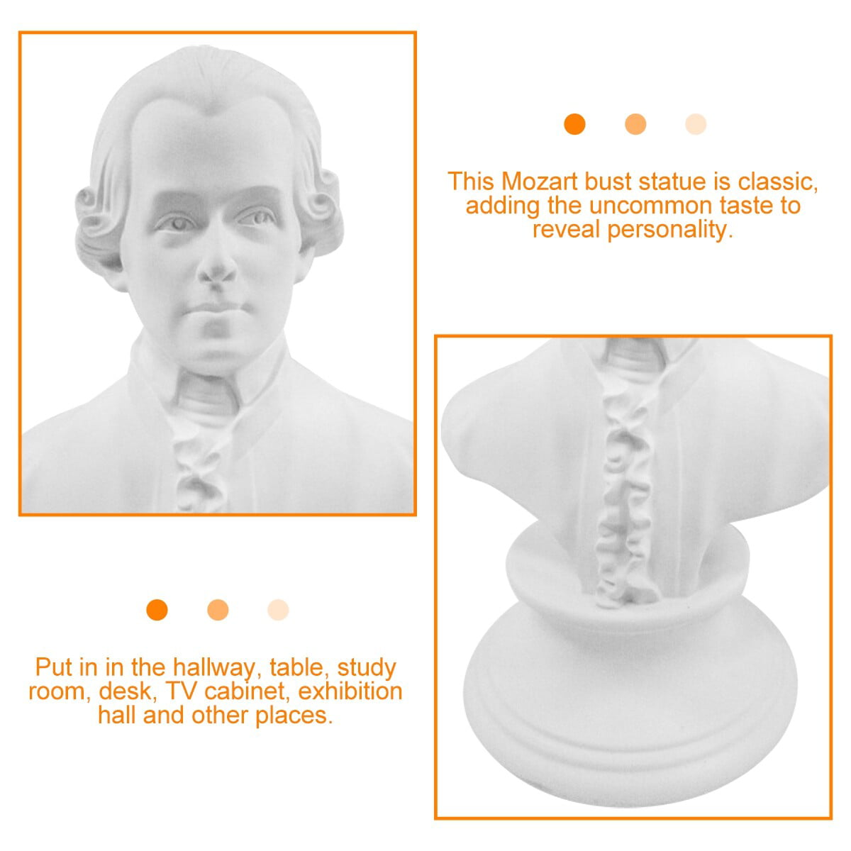 Classic Mozart Bust Statue Resin Figure Sculpture Mozart Head Busts Statue  Decor 
