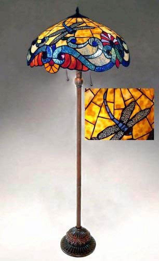 CHLOE Lighting 2 Light Tiffany-style Dragonfly Floor Lamp 18" Shade