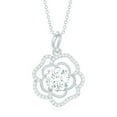 thumbnail image 2 of Rosec Jewels Lab Diamond Flower Pendant Necklace - 8 mm Round - 2 Ct - Statement Necklace (EF-VS Grade), 925 Sterling Silver, 2 of 7