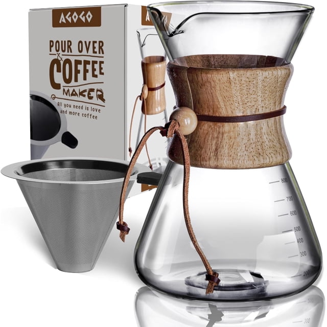 AGOGO Pour Over Coffee Maker Dripper with Filters 8 Cup/28 oz-Slim Shape
