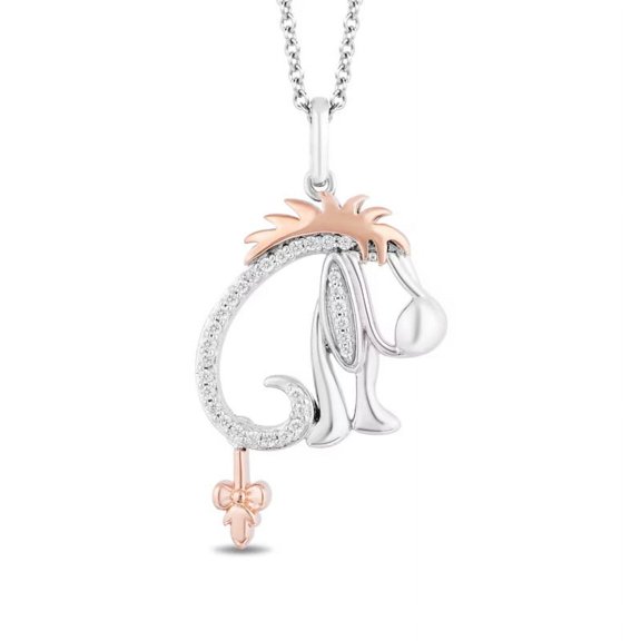 Winnie the Pooh 0.05Ct Diamond and Amethyst Eeyore Pendant Necklace in 925 Sterling Silver Jewelry For Eeyore Fan