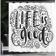 thumbnail image 4 of Ambesonne Saying Shower Curtain, Hand Lettering Doodle, 69"Wx70"L, Black White, 4 of 5