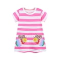 thumbnail image 1 of Robes d'Été Décontractées pour Filles Tout-Petits Manches Courtes Rayées Unies Robes Décontractées pour Bébé Fille Imprimé Dessin Animé Col Rond Robes Décontractées 3-4 Ans, 1 of 6